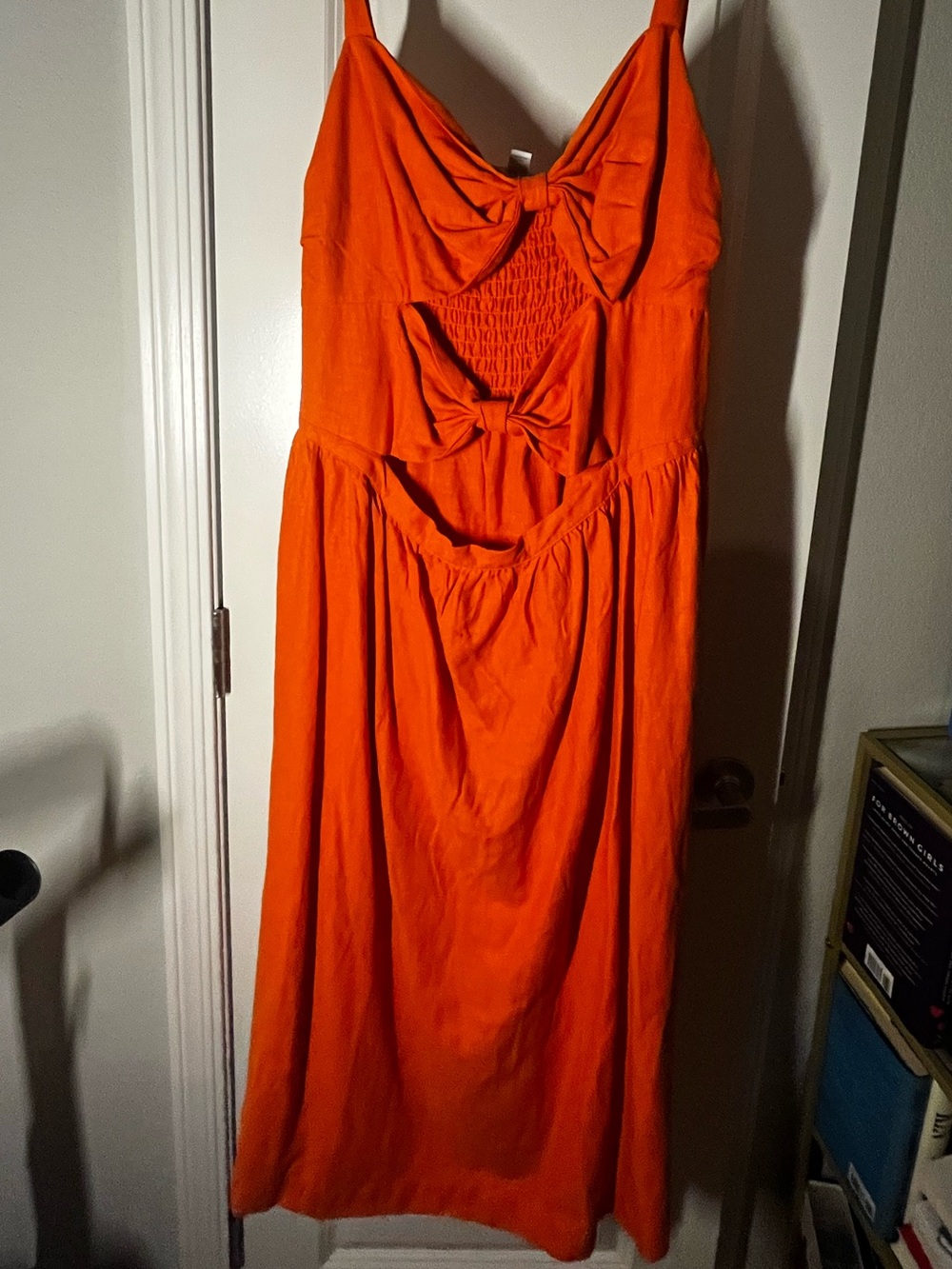 Fe Noel Vibrant Orange Bow-Front Midi Dress